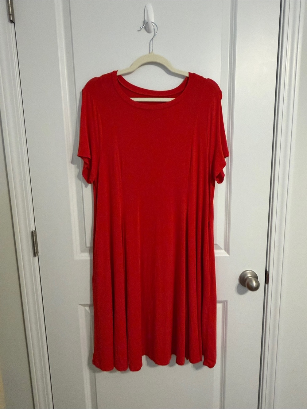 Torrid Super Soft Red Swing Midi Dress 1X Short Sleeve
